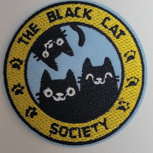 Black Cat Society Iron On Patch 2.5" - Picture 3 of 6